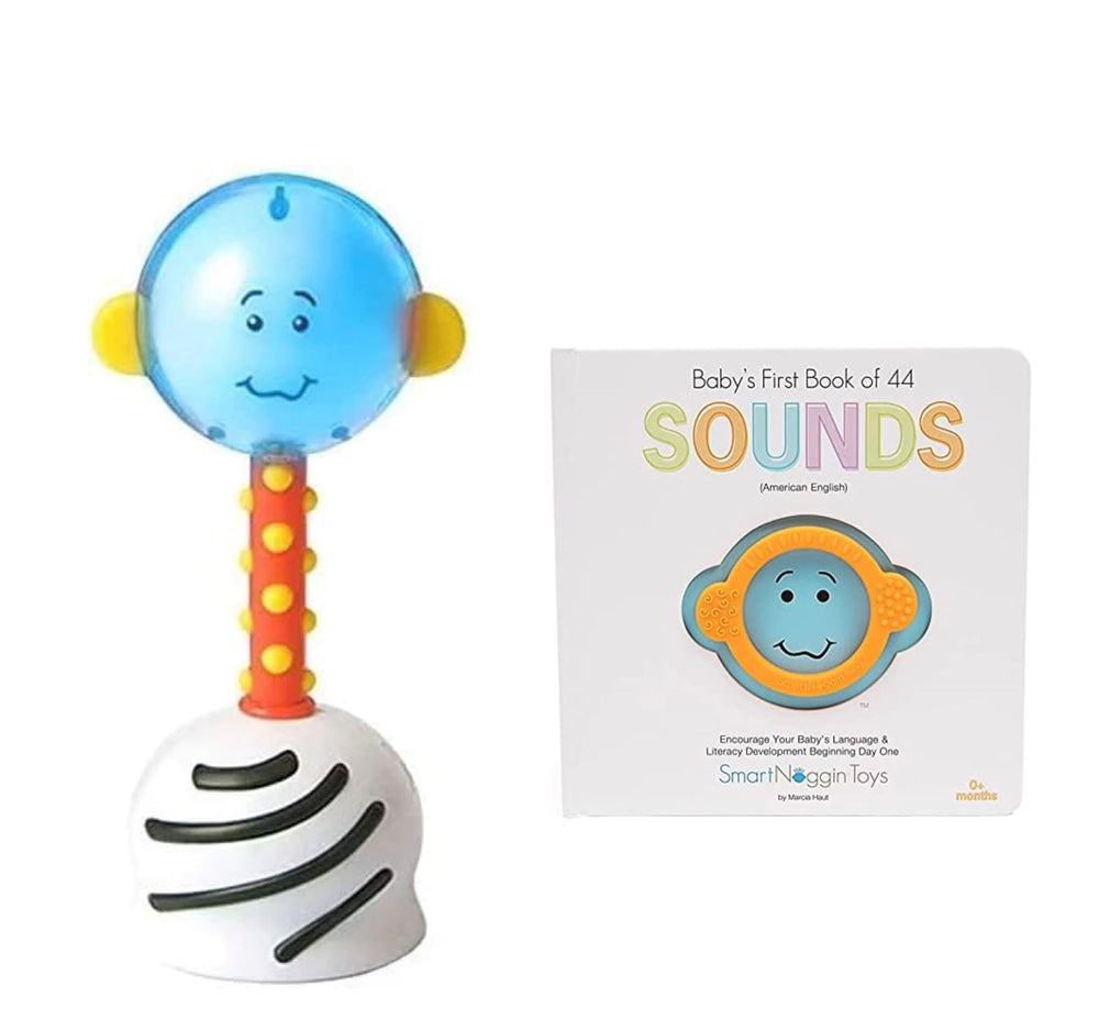 SmartNoggin NogginStik light-up rattle promotes visual tracking and engaging play.