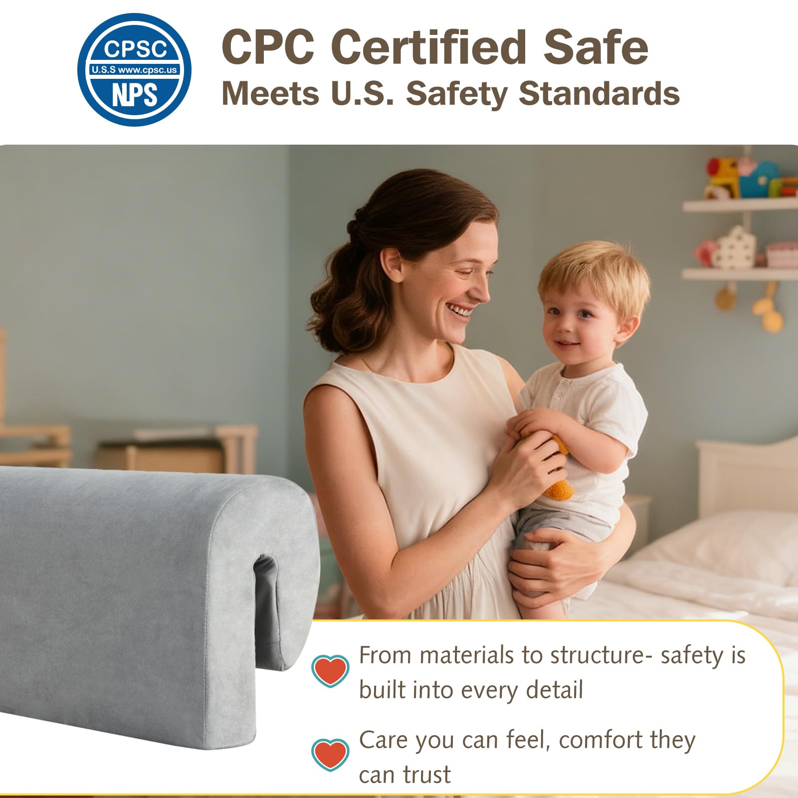 Smashier 2.3ft bed rail protector provides compact coverage for small beds.