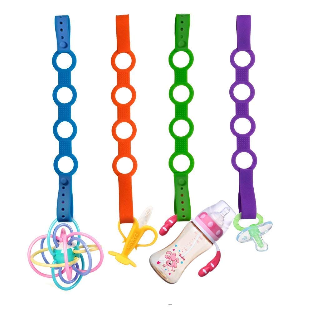 SMAutoLife stretchable silicone pacifier clips image highlights durable, washable design for busy parents.