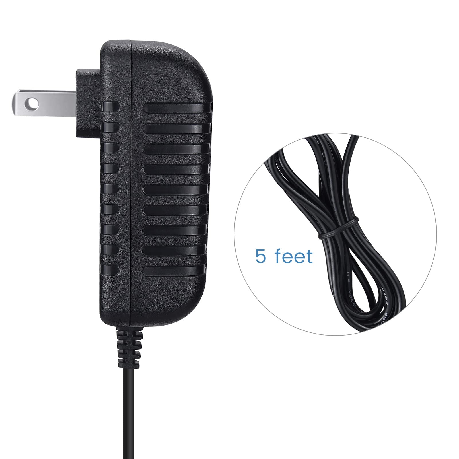 Smays 6V AC adapter cord close-up highlighting smart protection features and durable build.