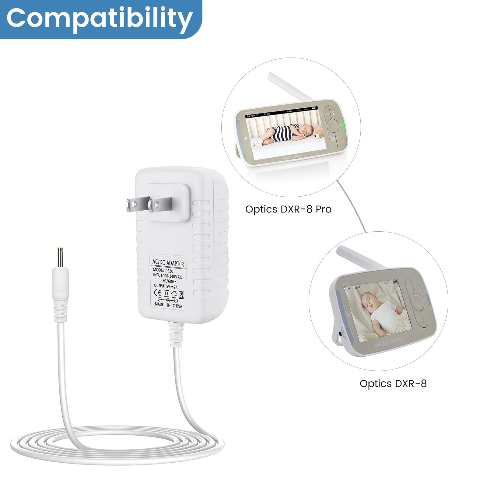 Smays 5-foot cord charger enables flexible placement in a nursery.