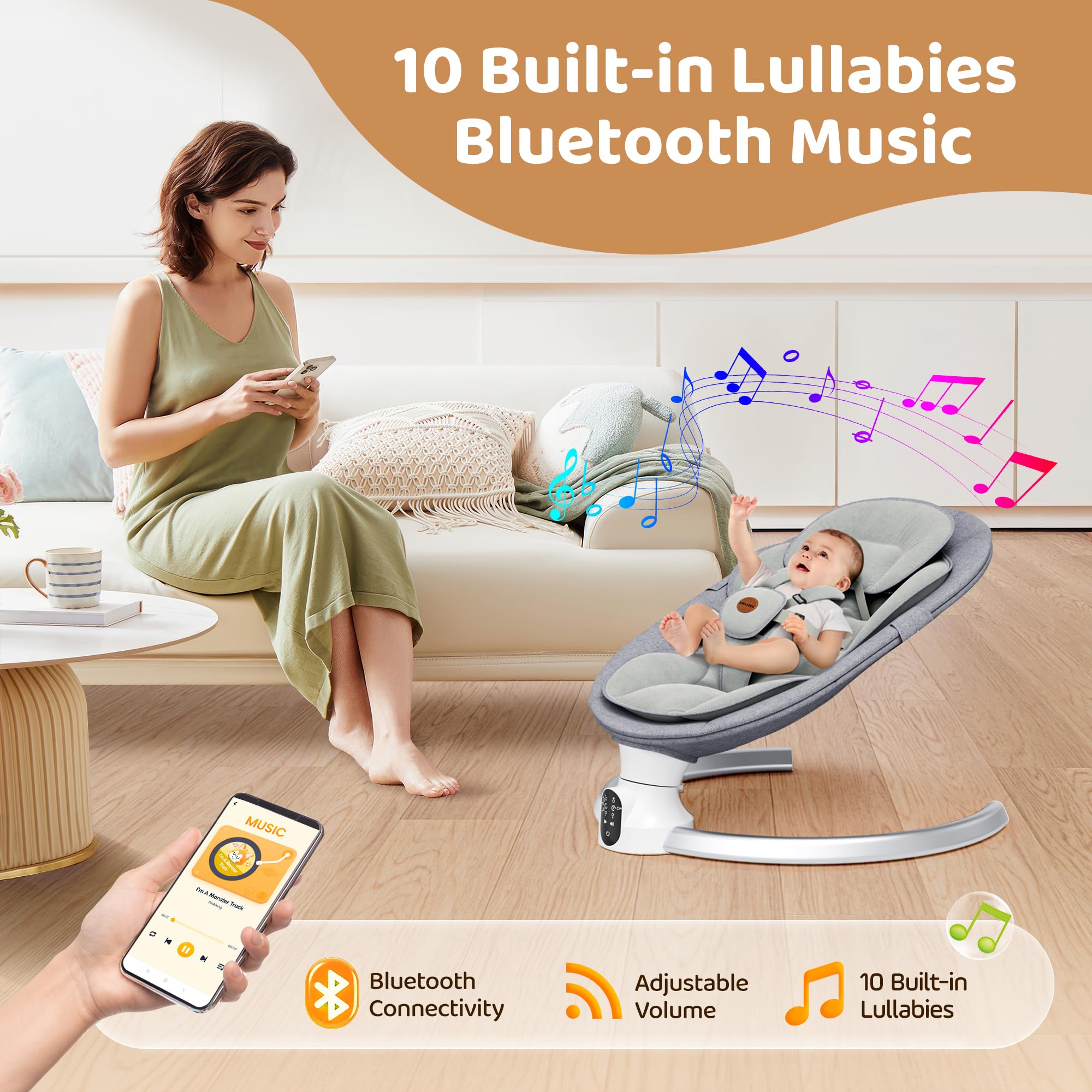 Smelluck baby swing app Bluetooth control setup