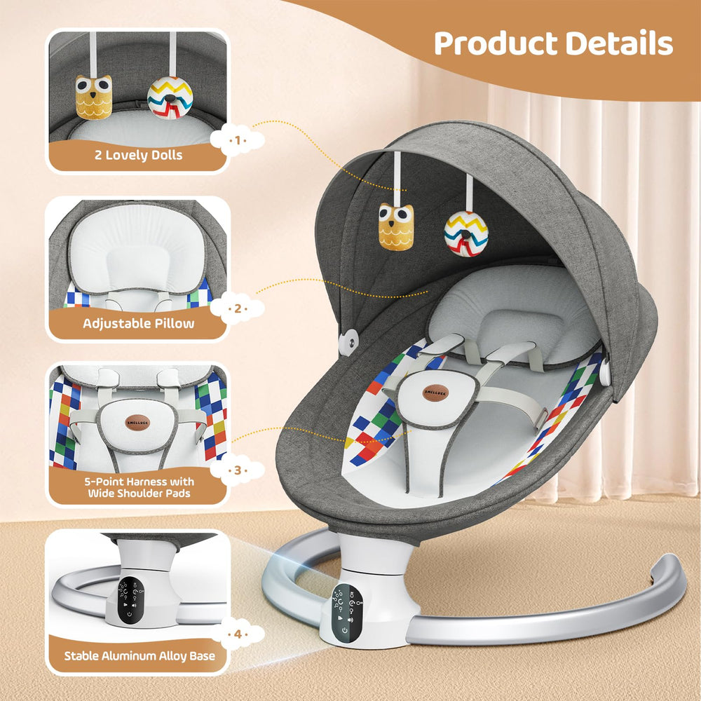 Smelluck baby swing built-in lullabies create soothing bedtime moments