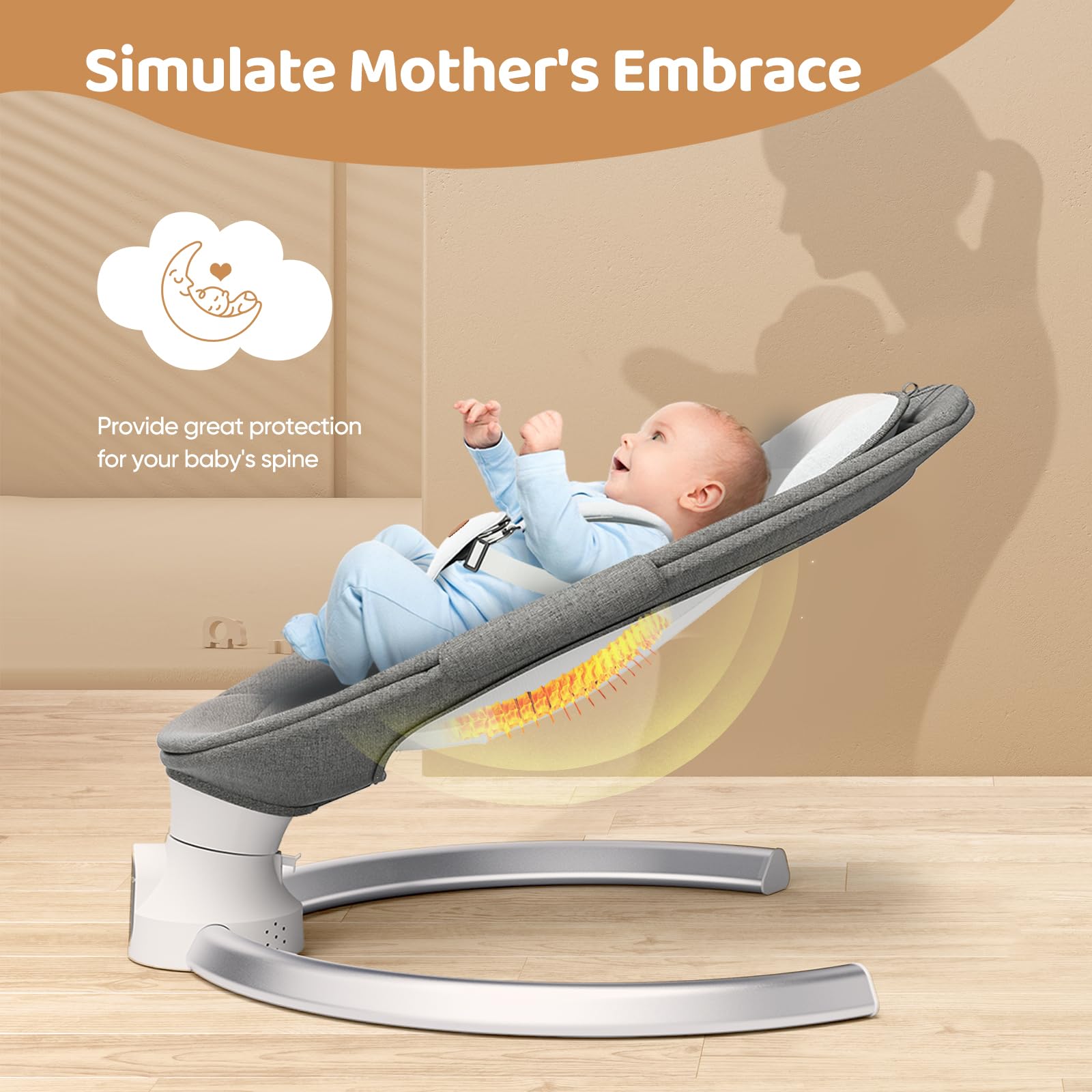 Smelluck baby swing crystal velvet cushion provides soft, cozy seating