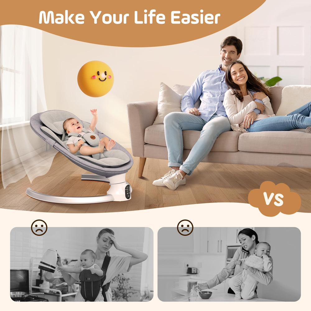 Smelluck baby swing demonstrates five sway speeds