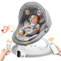 Smelluck baby swing light gray cushion provides cozy naps