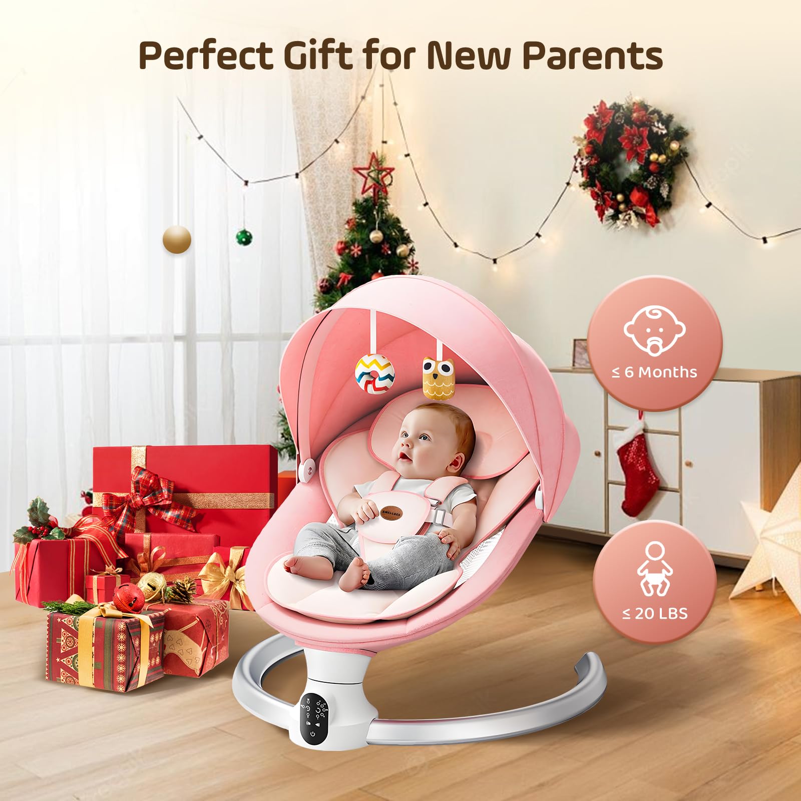 Smelluck baby swing pink outdoor ready design suits indoor and outdoor naps