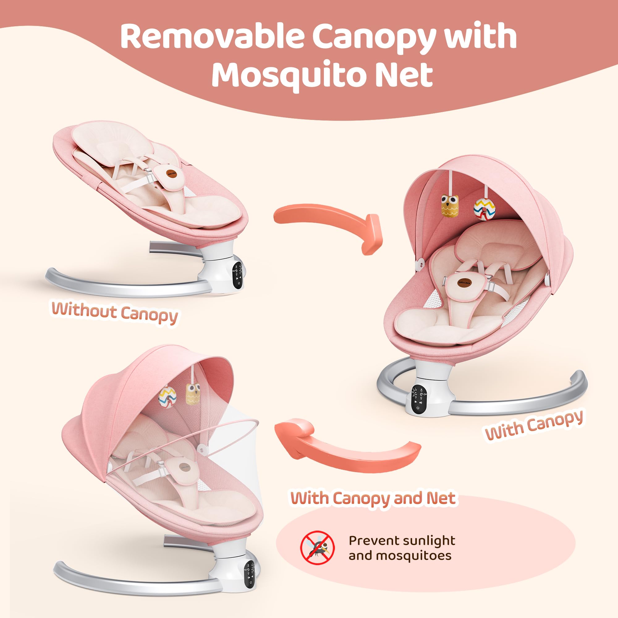 Smelluck baby swing pink portable design enables easy setup and takedown