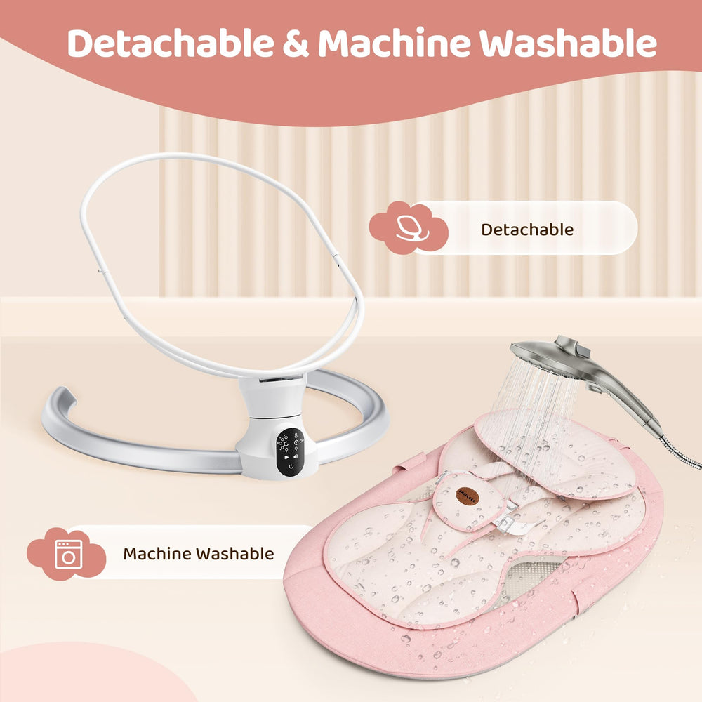 Smelluck baby swing pink seat material emphasizes breathable fabric and soft mattress