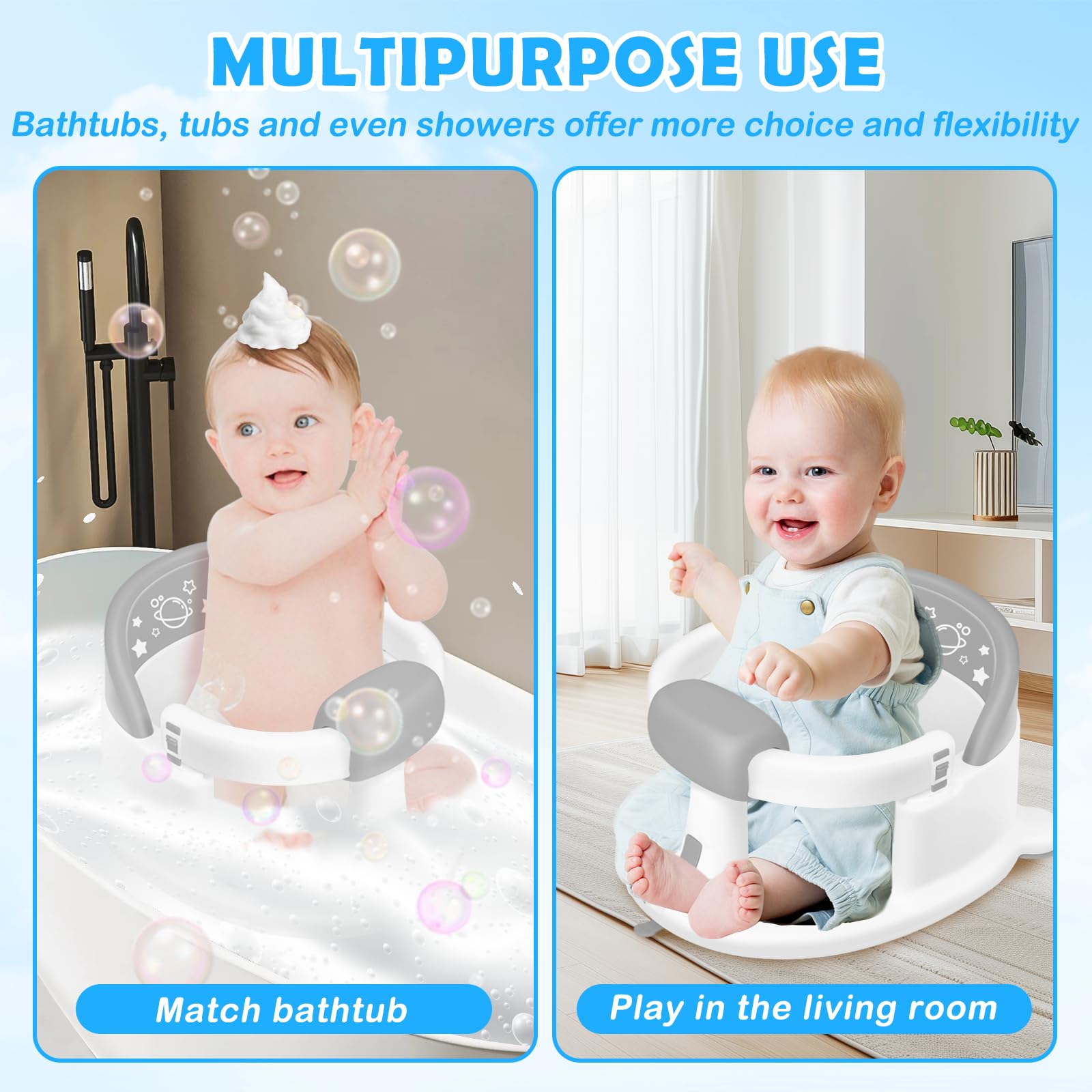 SMGZG celestial planets shaped bath seat delights baby during baths