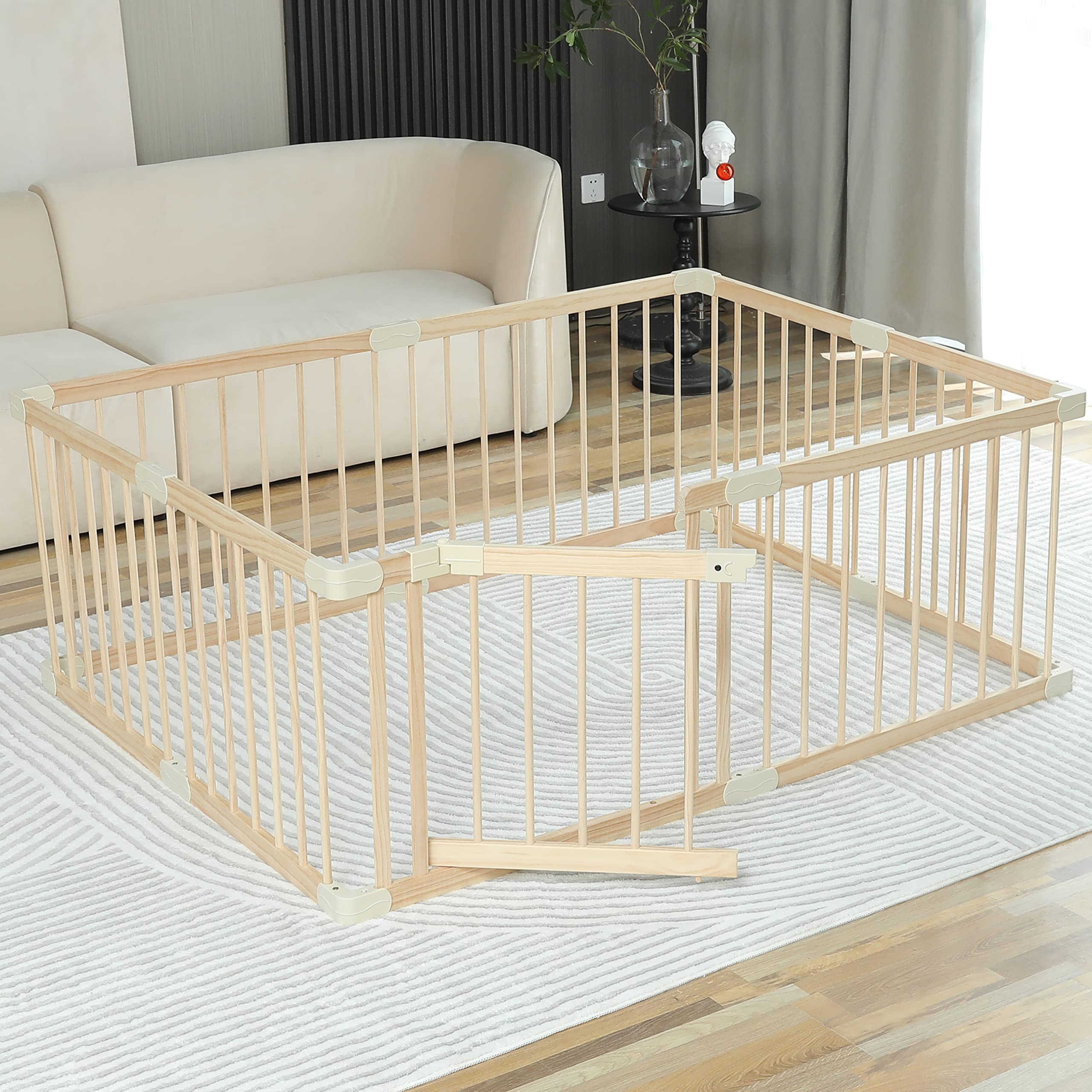 Smilebaby Conababy wooden playpen panel shows sturdy construction for safe play