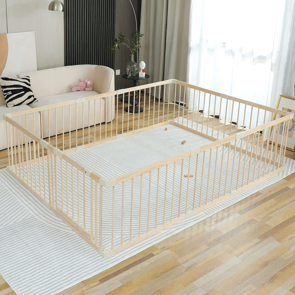 Smilebaby large playpen indoor setup showing space-saving room fit.