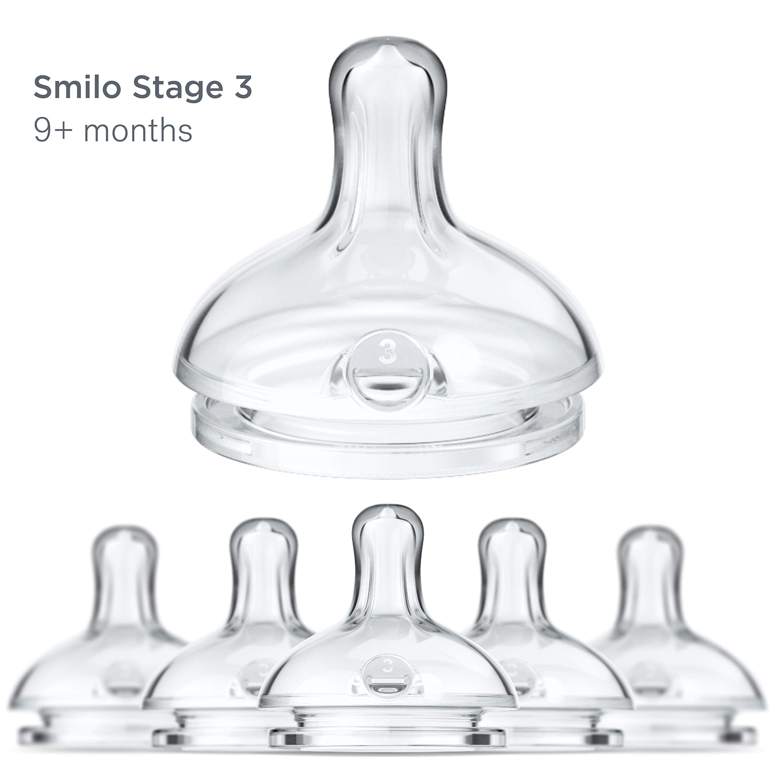 Smilo Stage 3 fast-flow nipple for babies 9 months and older.