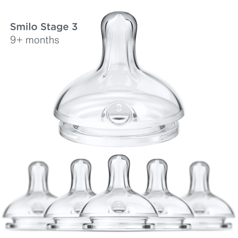 Smilo Stage 3 fast-flow nipple for babies 9 months and older.