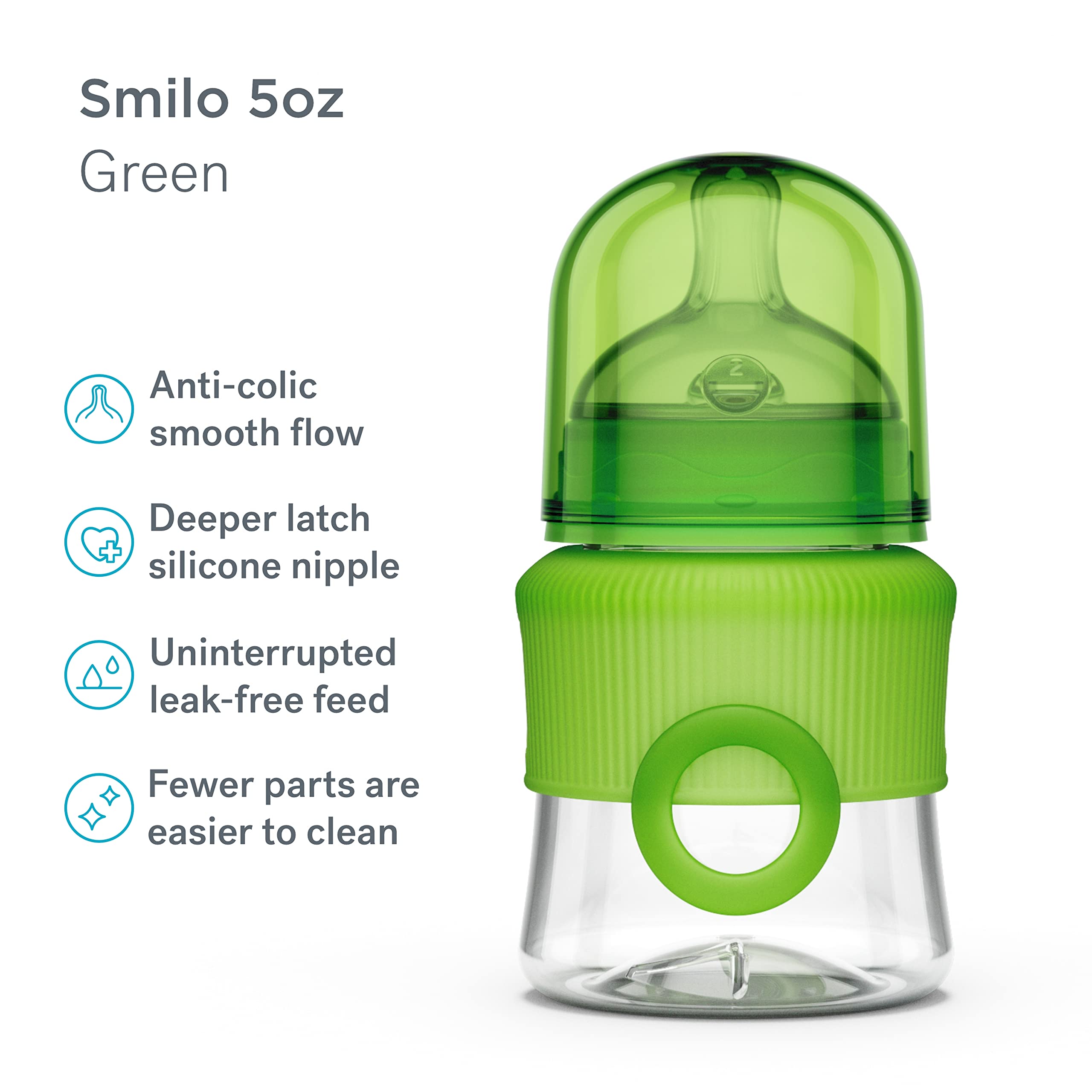 Smilo anti-colic vent system bottle reduces gas during feeds