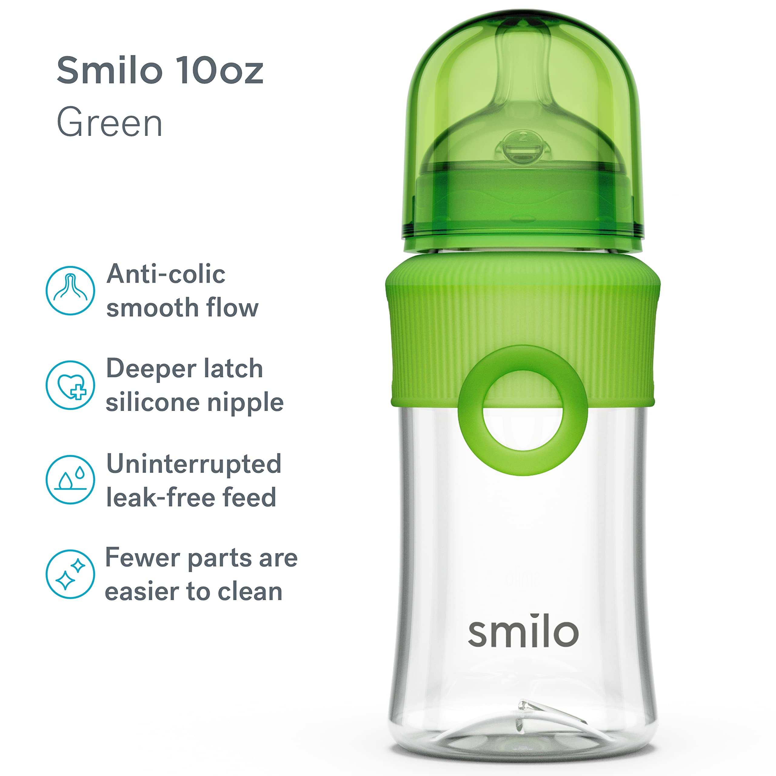 Smilo green 3-pack baby bottles offer comforting feeds for 0-3 months