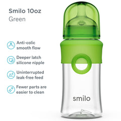 Smilo green 3-pack baby bottles offer comforting feeds for 0-3 months