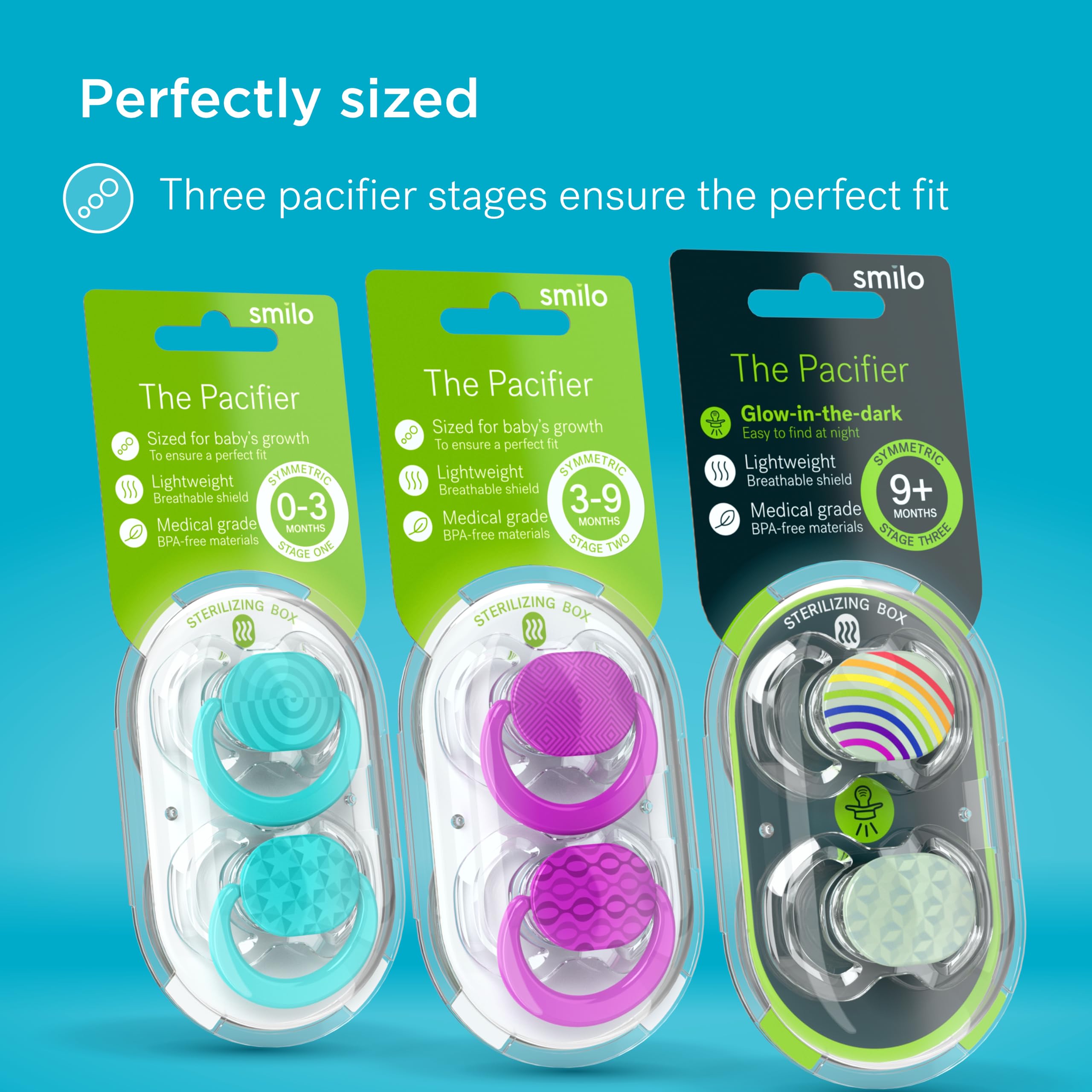 Smilo pacifier assembled in the US emphasizing durability and safety