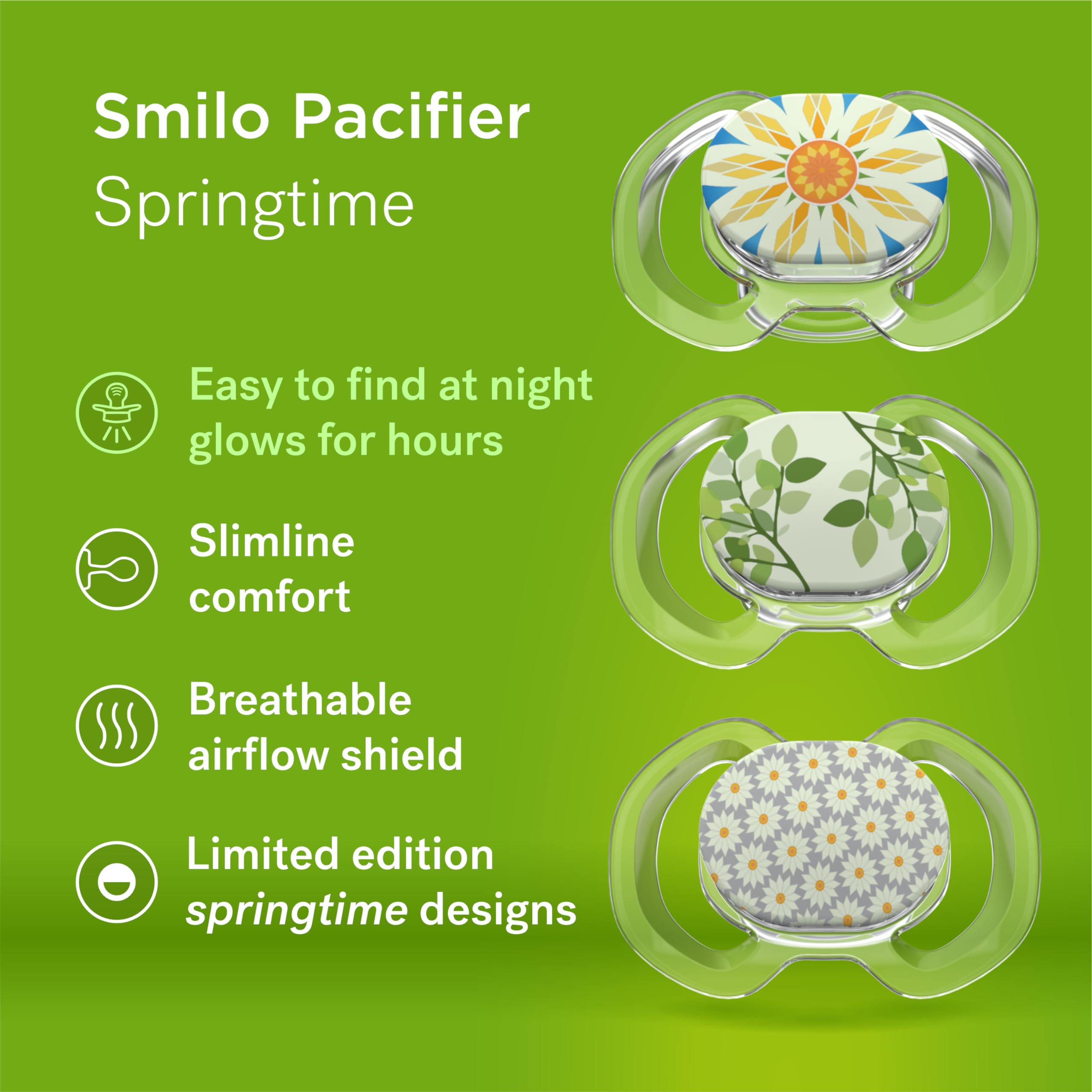 Smilo glow-in-the-dark knob lit at night for easy locating.