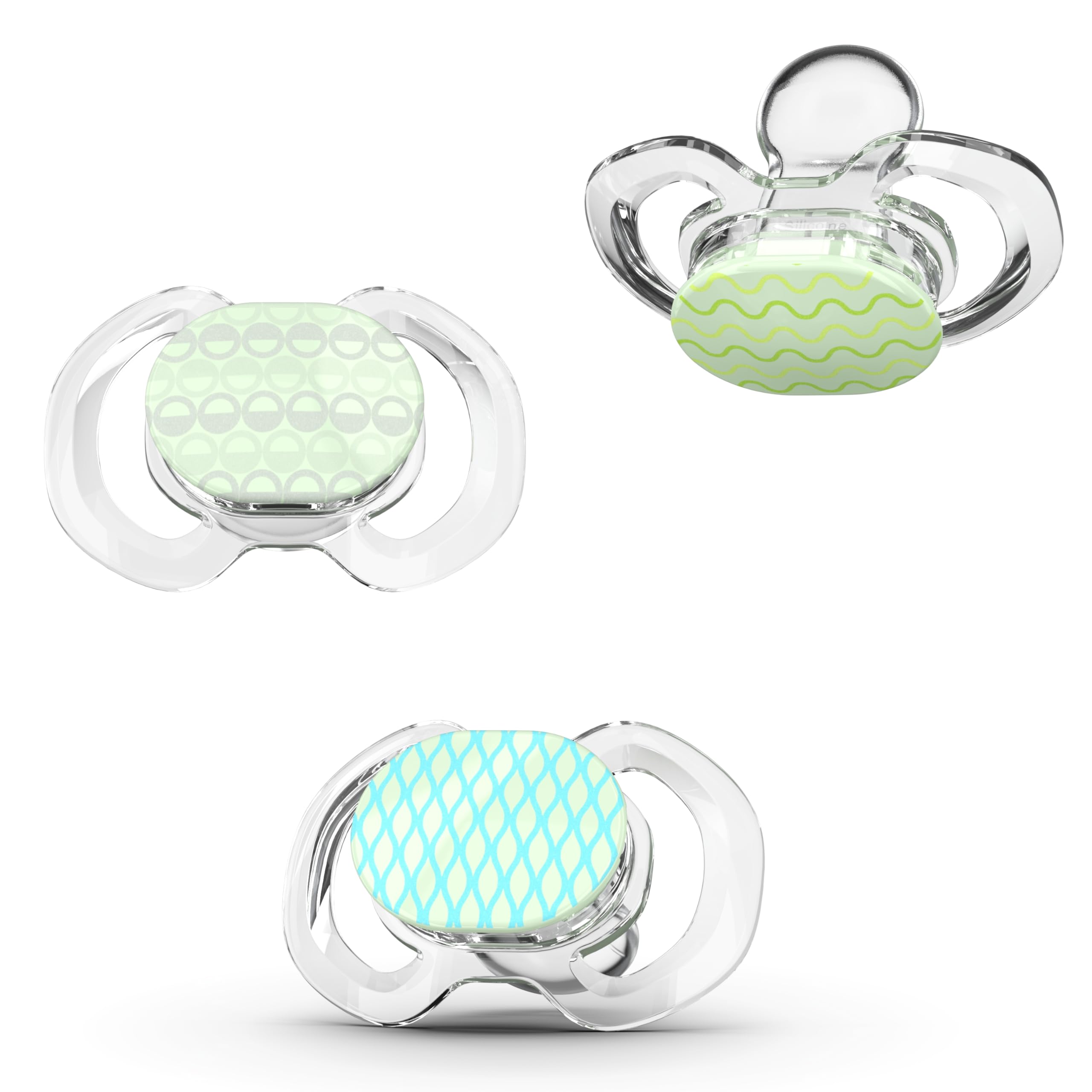 Smilo baby pacifier orthodontic design shows soothing shape for healthy dental development.