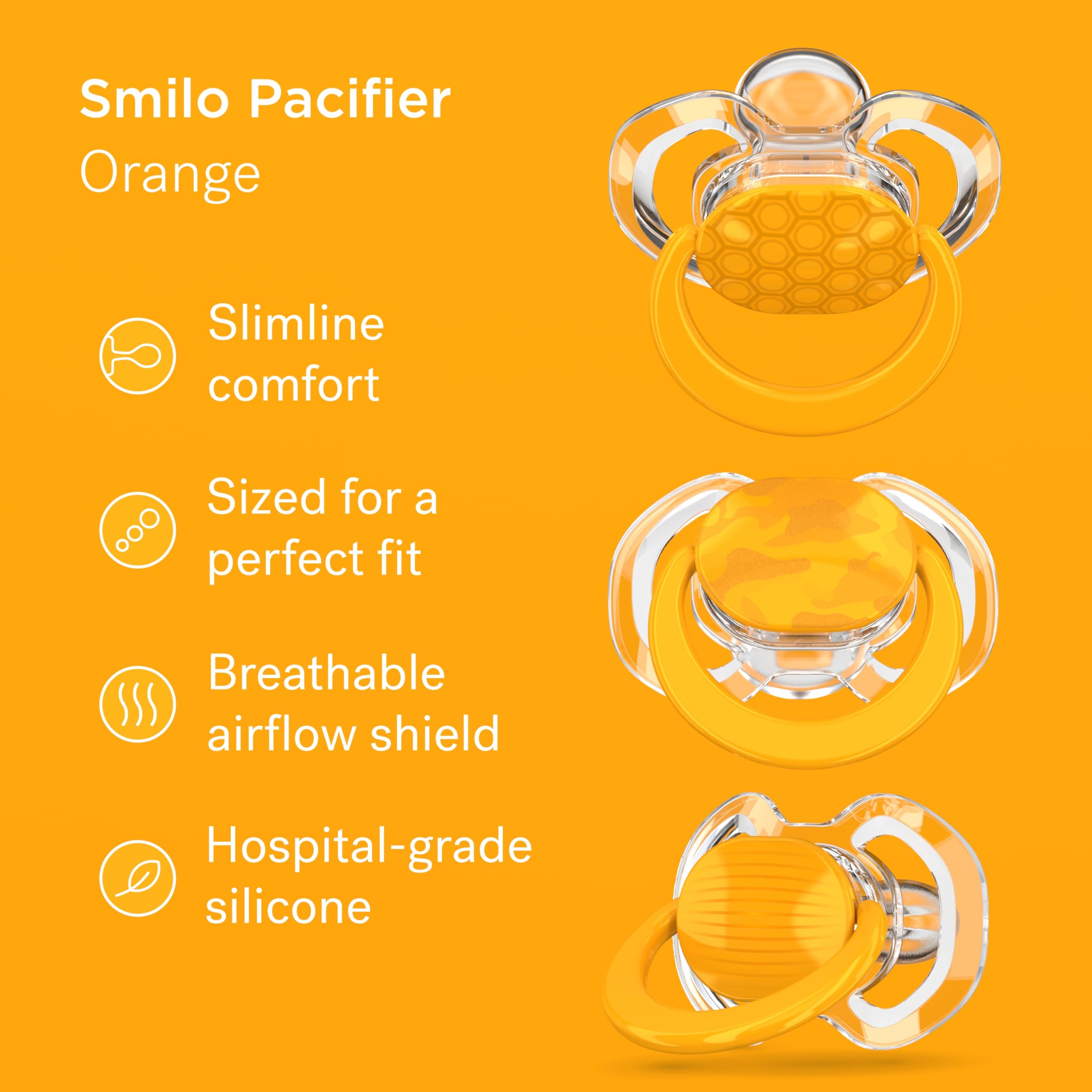 Smilo pacifier vented shield for breathable skin comfort