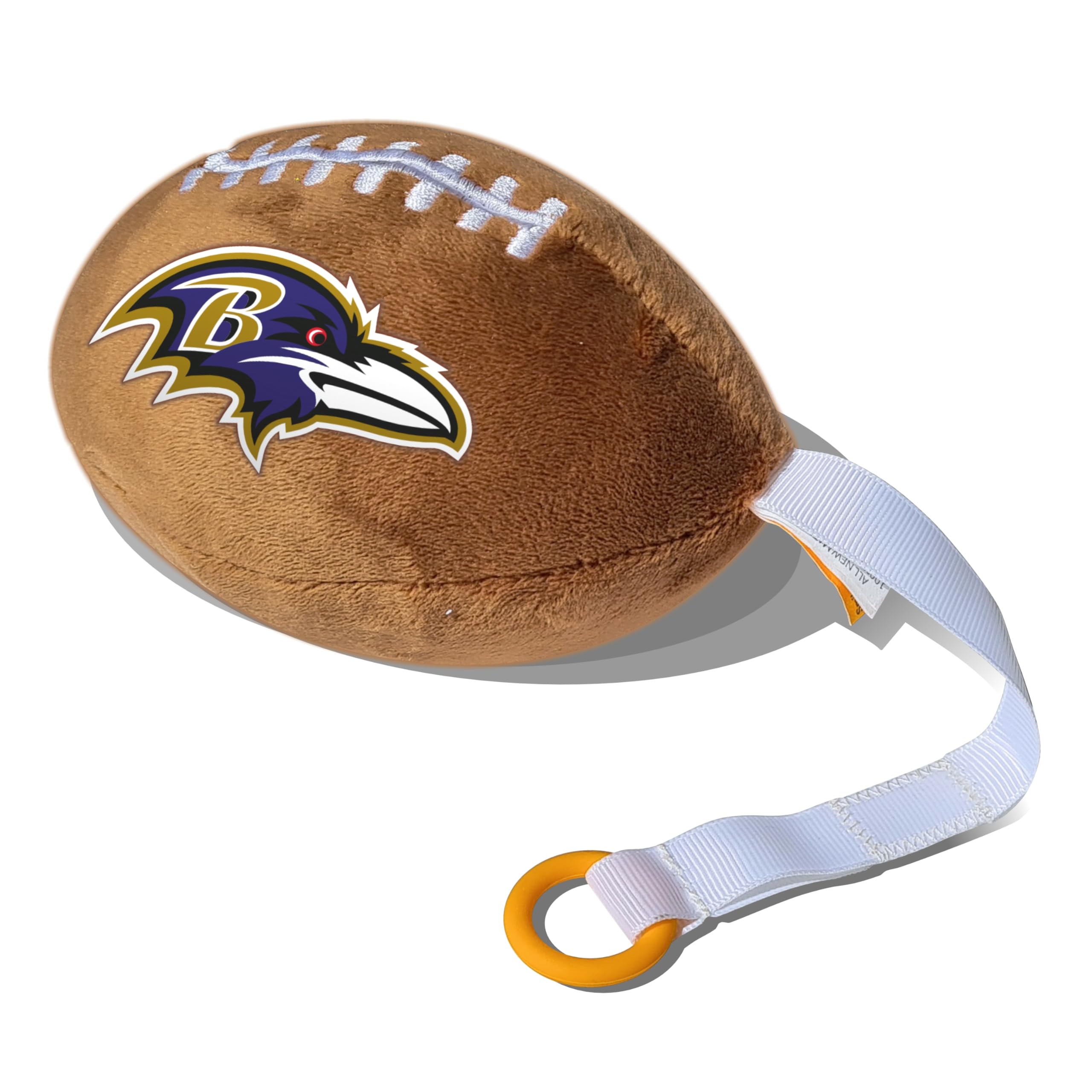 Smilo Ravens plush football pacifier holder front view shows team pride and practical retention.