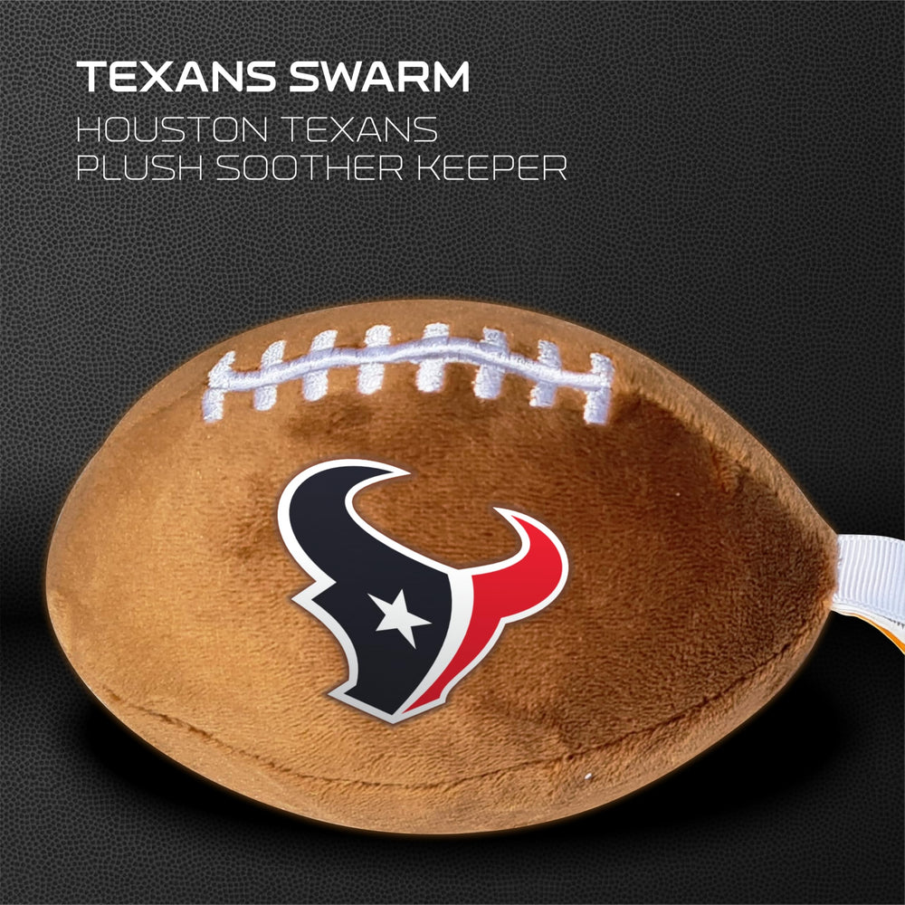 Smilo plush football with pacifier pictured for on-the-go convenience and comforting play