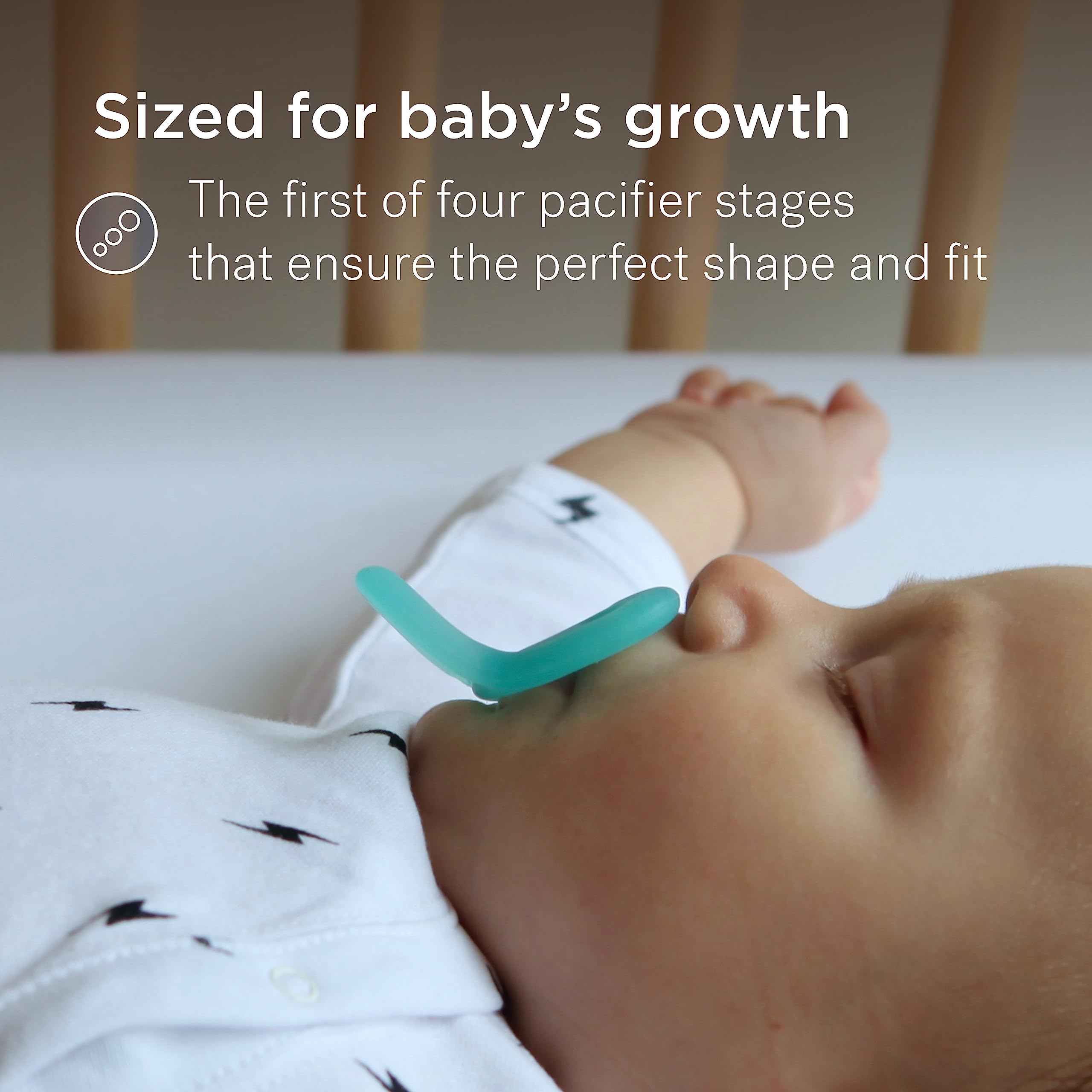 Smilo newborn pacifier one-piece design for safe cleaning and durability.