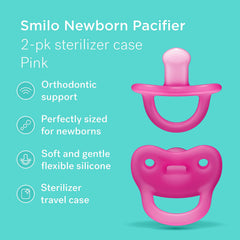 Smilo orthodontic-shaped pacifier promotes natural sucking comfort.