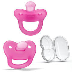 Smilo newborn pacifier pink sterilization box for easy on-the-go sterilization.