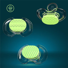 Smilo pacifier curved shield demonstrates breathable design for comfortable skin.