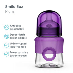 Smilo slow-flow nipple for newborn feeds promotes calm, steady feeding