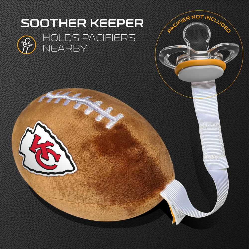 Smilo soft plush football toy integrated with pacifier holder