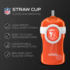 Smilo Straw Cup spill-proof lid close-up highlights leak resistance on outings.
