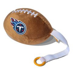 Smilo Tennessee Titans plush pacifier holder closeup with BPA-free silicone ring for safe comfort