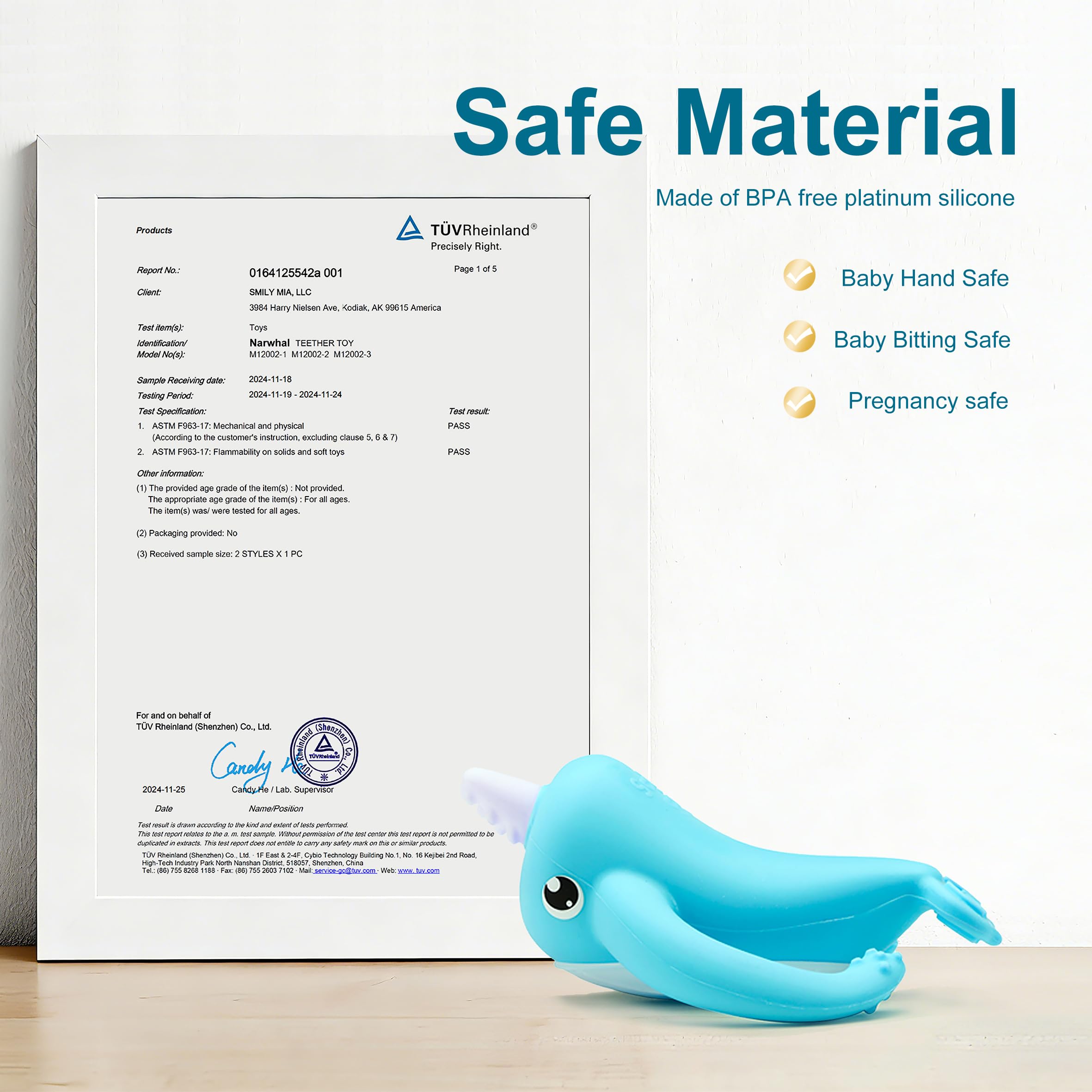 Smily Mia Narwhal safety features include BPA-free and dishwasher-safe design