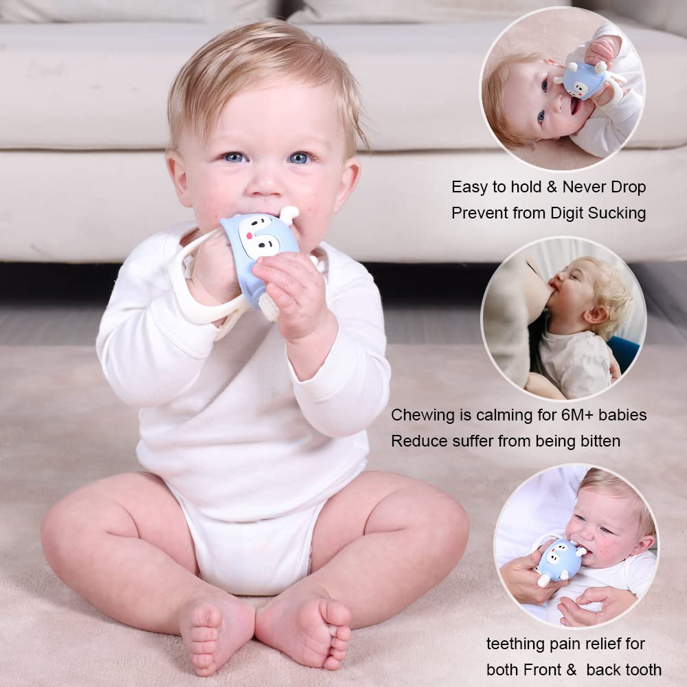 Smily Mia Reindeer teether ears provide massaging spots for soothing teething
