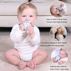 Smily Mia Reindeer teether ears provide massaging spots for soothing teething