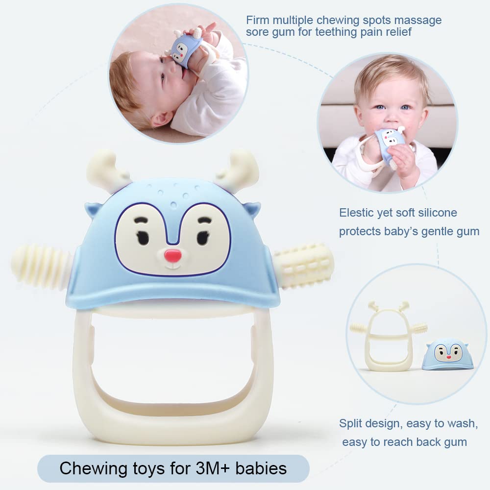 Smily Mia Reindeer teether stem enhances easy hold for grip reflex