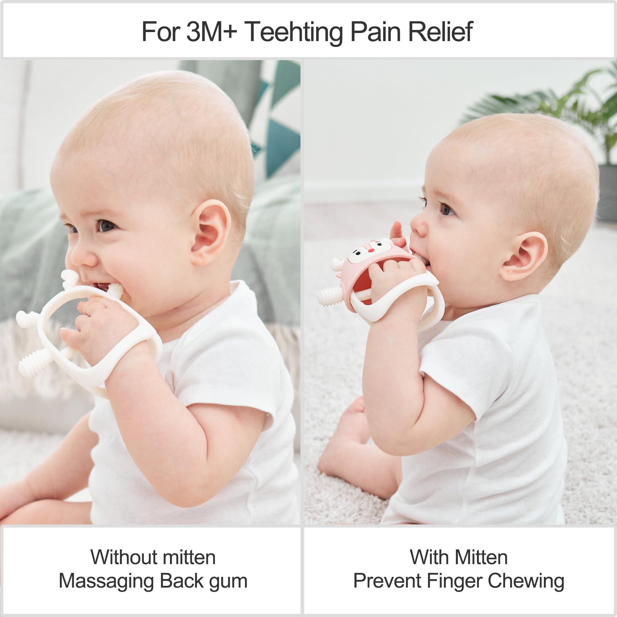 Smily Mia soft silicone teether emphasizes gentle gum soothing and tactile exploration.