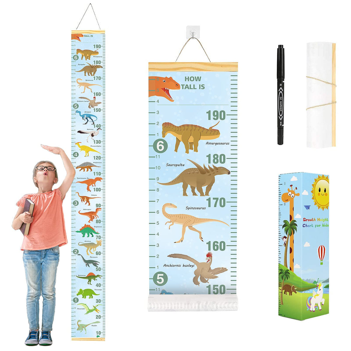 Smlper growth chart wall setup with wooden frame for nursery height tracking and decor.