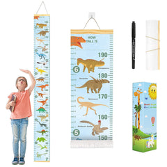 Smlper growth chart wall setup with wooden frame for nursery height tracking and decor.