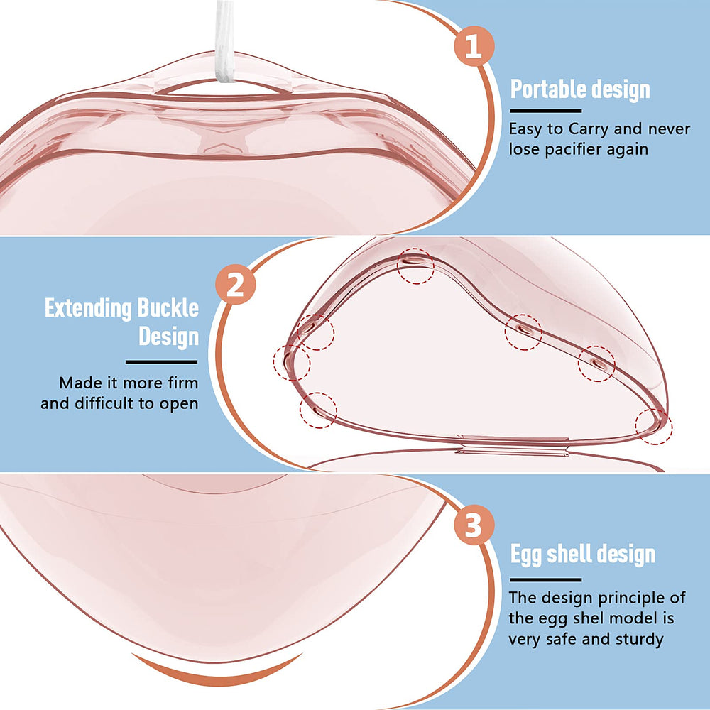 Smlpuame pacifier-case-pack pink compact clip-on design fits diaper bag