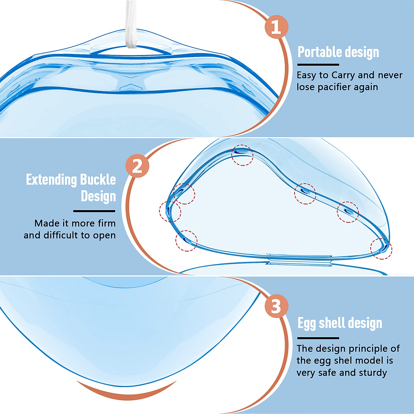 Smlpuame pacifier-case dishwasher-safe blue for quick, safe cleaning after meals