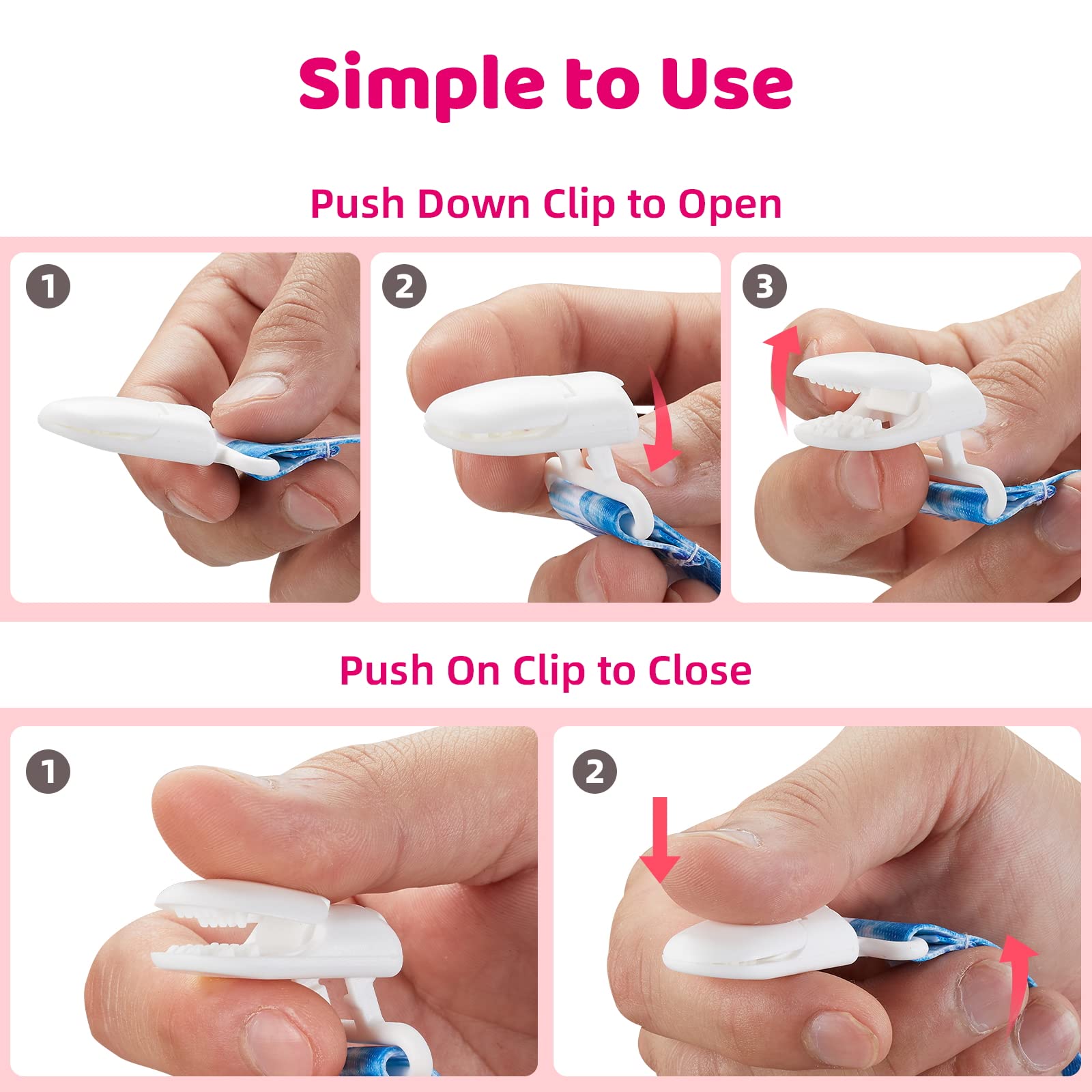 Smlpuame pacifier clip close-up shows durable ABS clasp and safe fabric loop.