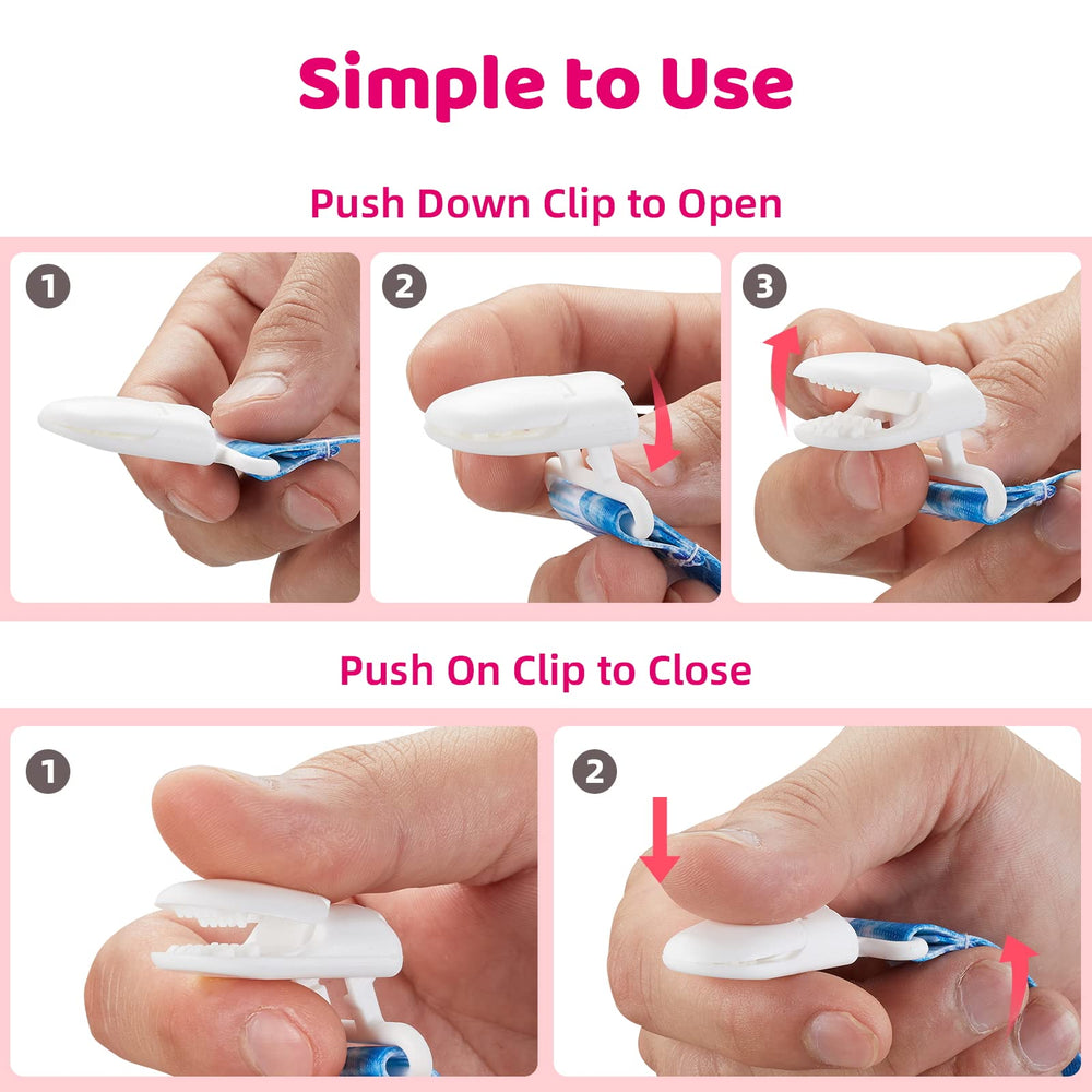 Smlpuame pacifier clip close-up shows durable ABS clasp and safe fabric loop.