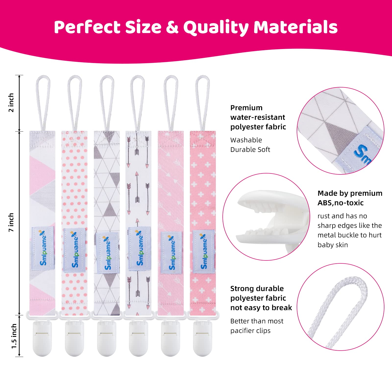 Smlpuame pacifier clip floral pattern helps keep pacifiers accessible during outings.