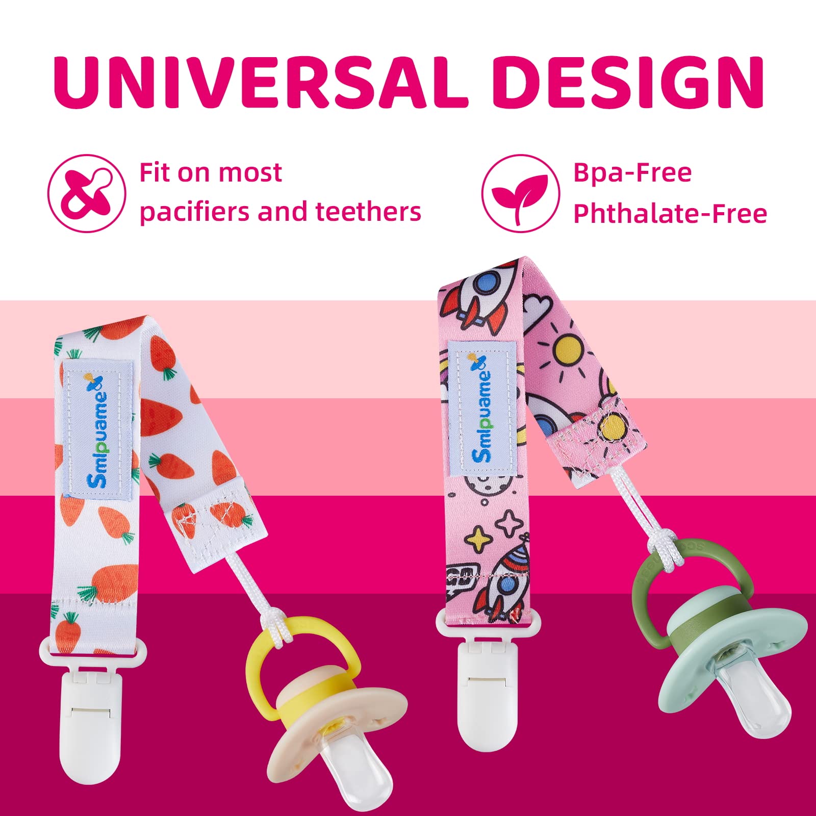 Smlpuame clips stripes pattern organize toys and teether clips on the go.