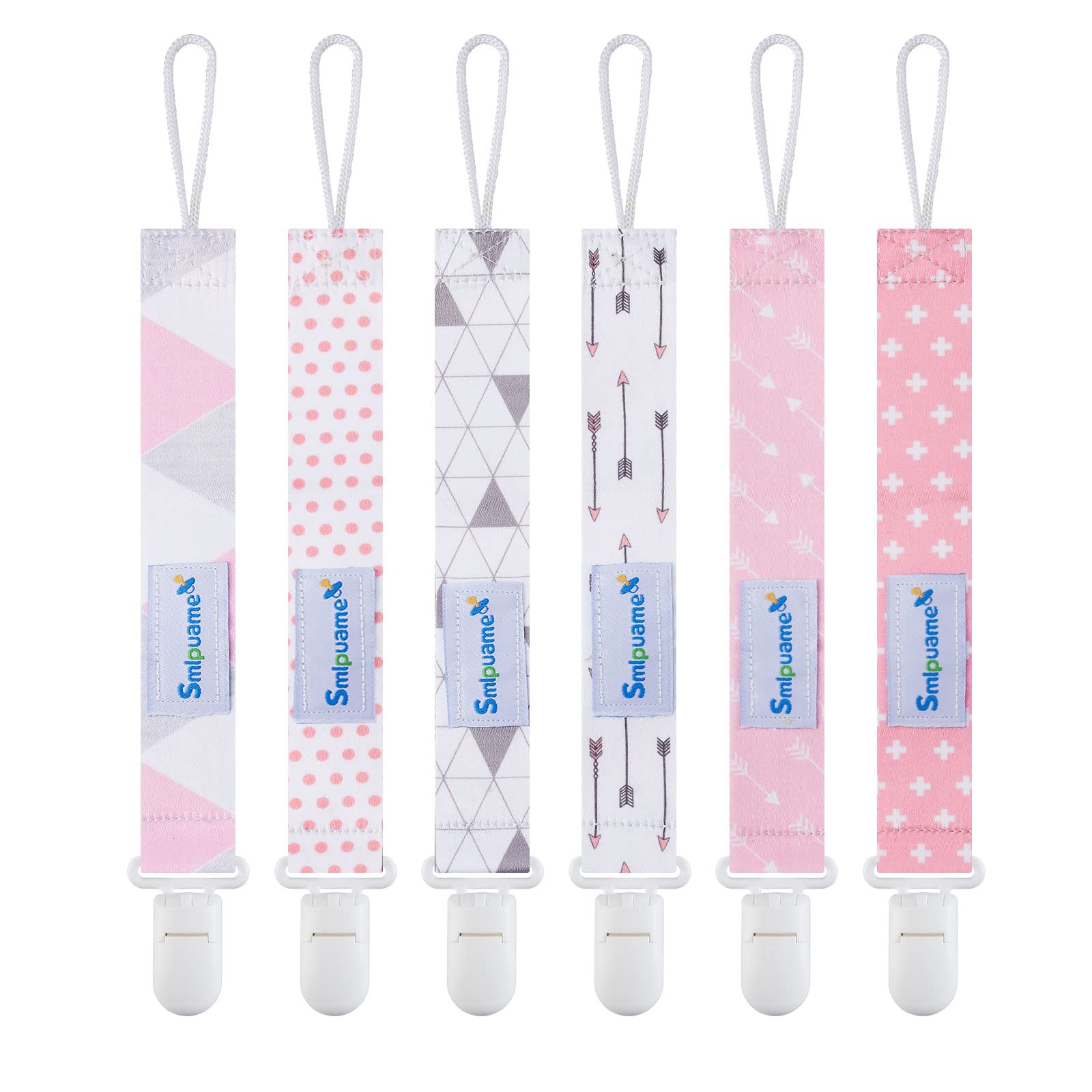 Smlpuame pacifier clip girl pack pink pattern keeps pacifier secure and within reach.