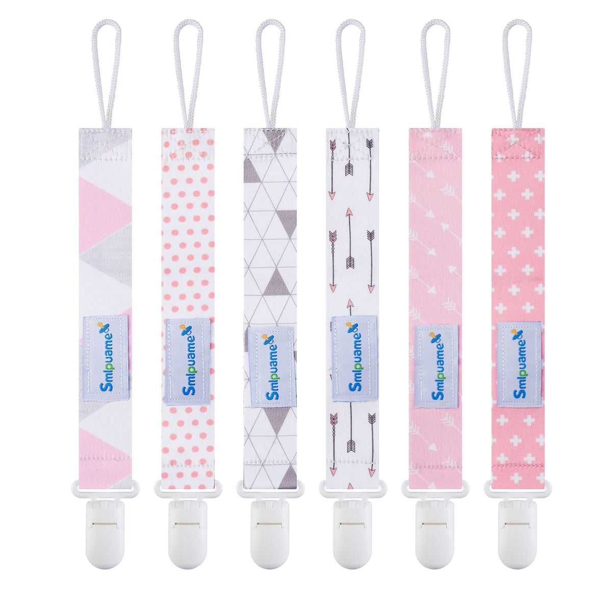 Smlpuame pacifier clip girl pack pink pattern keeps pacifier secure and within reach.